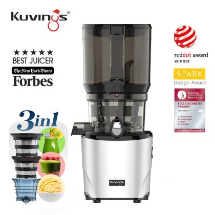 Kuvings AUTO10S бавнооборотна сокоизстисквачка-тип свободни ръце + комплект приставки за смути и сорбе/сладолед