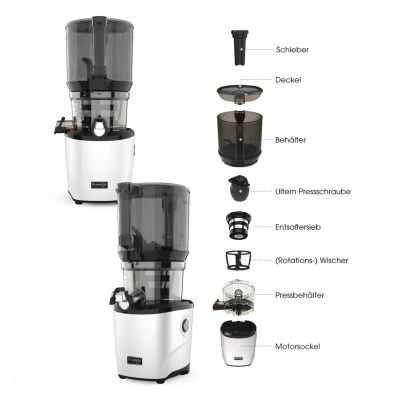 Kuvings AUTO10S бавнооборотна сокоизстисквачка-тип свободни ръце + комплект приставки за смути и сорбе/сладолед